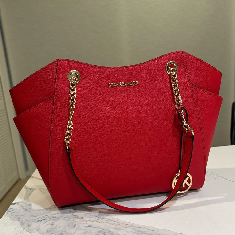MICHAEL Michael Kors Jet Set Large Saffiano Leather Shoulder Bag NWT - Picture 5 of 11